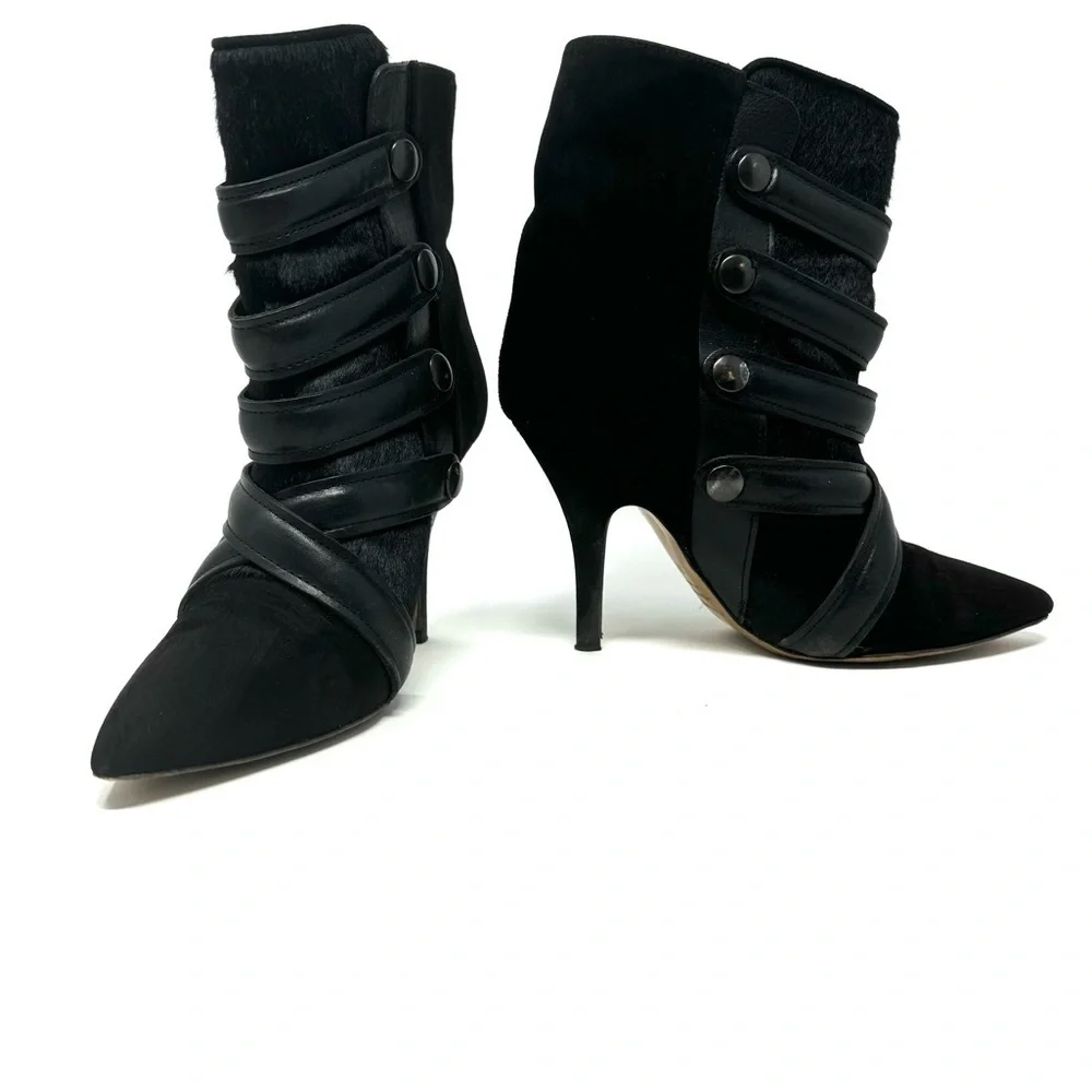 Isabel Marant Taylor Buckle Boots – Black Suede & Leather, Size 7 | 37